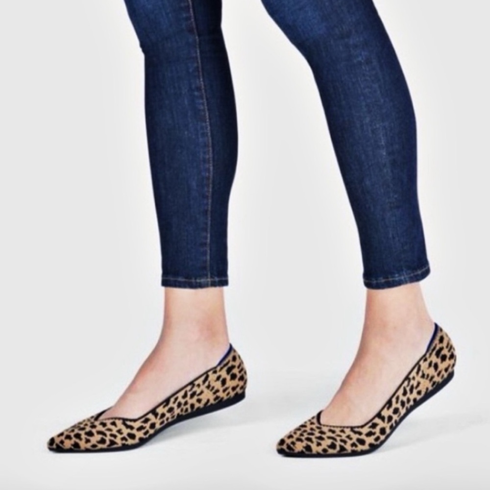 Rothy’s Pointed Toe Flats Leopard Print Casual Comfort Size 6.5 Women’s
